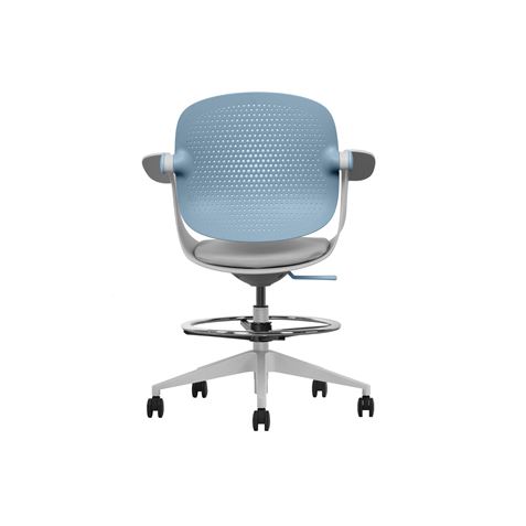 SILLA / TABURETE DE OFICINA TOP WORK AZUL CROMAD - CR1153-2