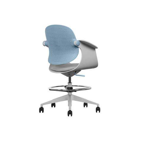 SILLA / TABURETE DE OFICINA TOP WORK AZUL CROMAD - CR1153-4