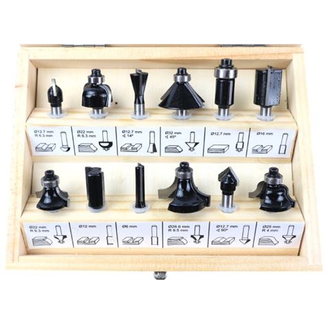 REACONDICIONADO JUEGO 12 PCS FRESAS 8MM PARA MADERA MADER - 63440-1