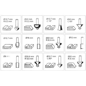 REACONDICIONADO JUEGO 12 PCS FRESAS 8MM PARA MADERA MADER - 63440-4