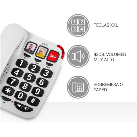 TELEFONO FIJO TECLAS XXL 3295B BLANCO SPC - 3295B-1