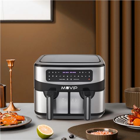REACONDICIONADA FREIDORA AIRE CALIENTE DOBLE 9 LITROS 2600W TACTIL MUVIP - MV0520-10