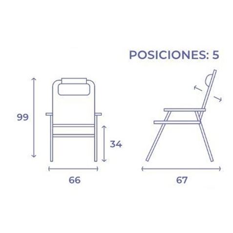 SILLA PLEGABLE 5 POSICIONES 67X66X99 AZUL - 10247-2
