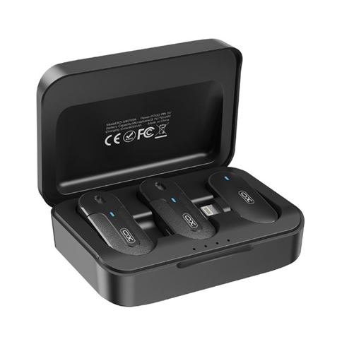 MICROFONO INALAMBRICO DE SOLAPA CON CAJA DE CARGA Y LIGHTNING XO - XOMKF09B-1