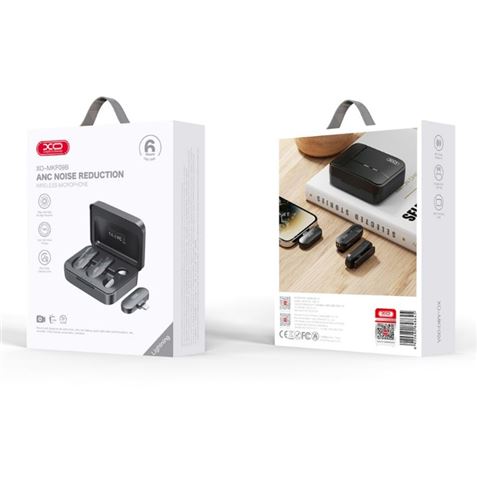 MICROFONO INALAMBRICO DE SOLAPA CON CAJA DE CARGA Y LIGHTNING XO - XOMKF09B-3