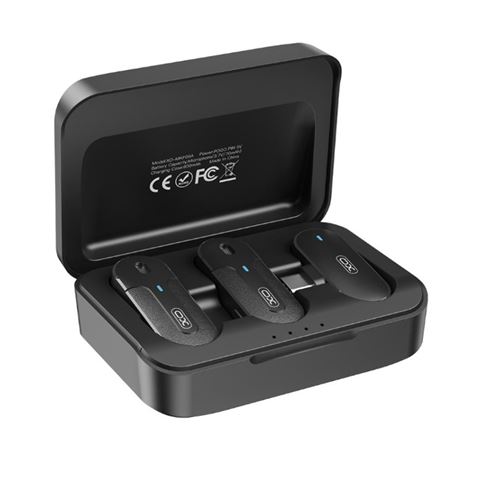 MICROFONO INALAMBRICO DE SOLAPA CON CAJA DE CARGA Y CONECTOR TIPO C XO - XOMKF09A-1