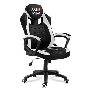 REACONDICIONADA SILLA GAMING GM1300 TELA NEGRO / BLANCO MUVIP - MV0364-1