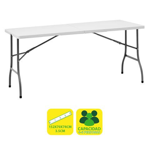 MESA DE RESINA PLEGABLE 152X70X74CM 3.5CM SUNGARDEN - SG0098