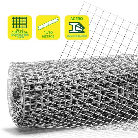 TELA METÁLICA GALVANIZADA 25.4X25.4X1.2MM 1X10 METROS SUNGARDEN - SG0109