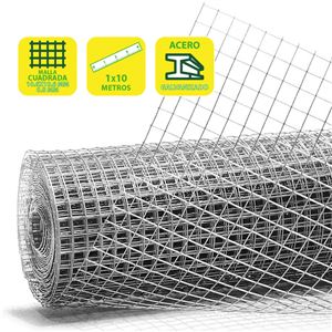 TELA METÁLICA GALVANIZADA 10.6X10.6X0.8MM 1X10 METROS SUNGARDEN - SG0105