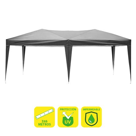 CARPA PLEGABLE ACERO 3X6 METROS GRIS SUNGARDEN - SG0022