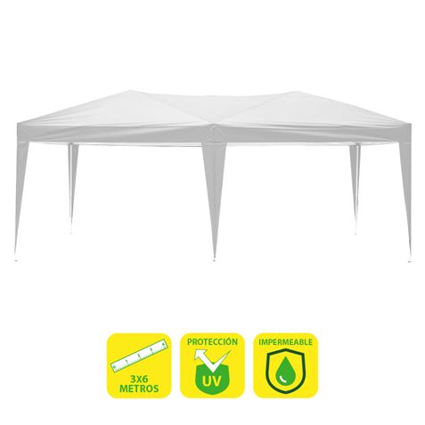 CARPA PLEGABLE ACERO 3X6 METROS BLANCA SUNGARDEN - SG0023