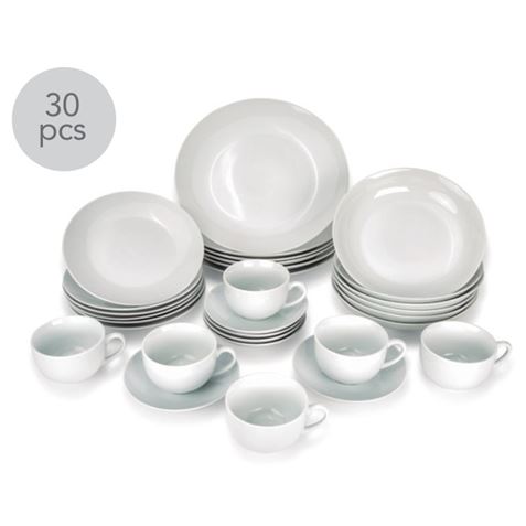 VAJILLA 30 PIEZAS PORCELANA REDONDA BLANCA HAIZEA - HOMEMB063