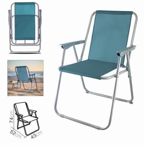 SILLA DE PLAYA PLEGABLE 52X43X74 AZUL ESMERALDA - 11138