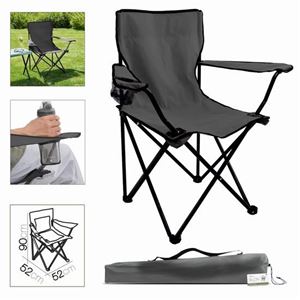 SILLA CAMPING PLEGABLE GRIS OSCURO 52X52X90CM - 10046F