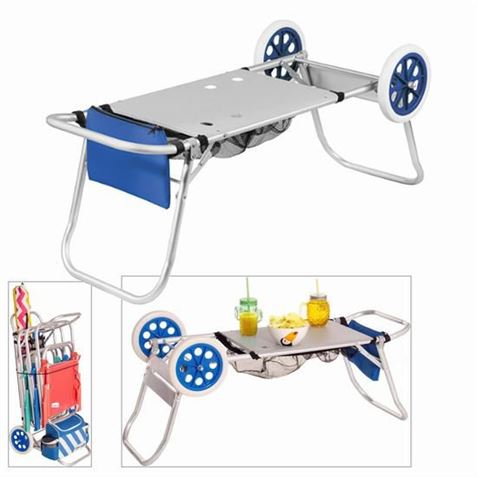 CARRO PORTASILLAS CON MESA PARA PLAYA - 18050
