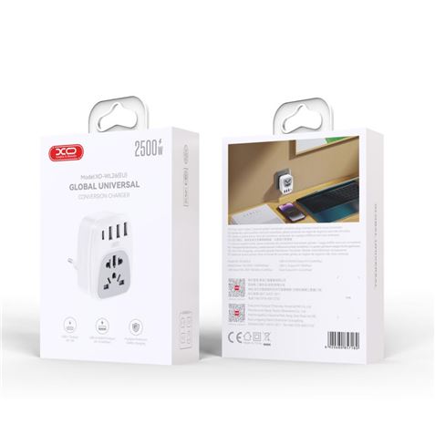ADAPTADOR DE VIAJE UNIVERSAL + USB X4 WL26 XO - XOWL26-1