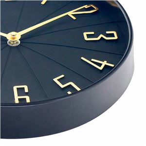RELOJ DE PARED NEGRO DORADO CON RELIEVE 27CM - 81032-1