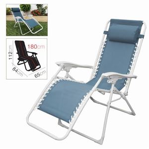 TUMBONA RECLINABLE CON ALMOHADA AZUL PETROLEO