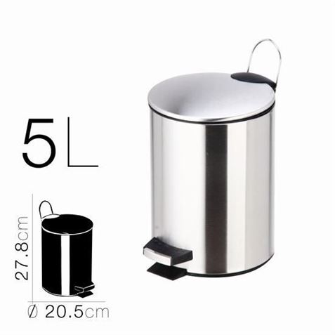 PAPELERA METALICA CON PEDAL PLATA 20.5X27.8CM - 18291