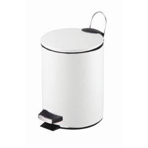 PAPELERA METALICA CON PEDAL BLANCA 16.8X23.5CM - 18295