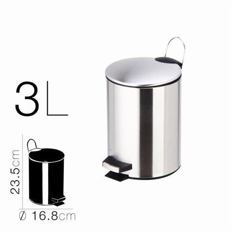 PAPELERA METALICA CON PEDAL PLATA 16.8X23.5CM - 18290