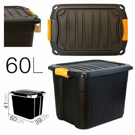 CAJA DE ALMACENAJE 60X39X41CM NEGRA PARABOX - 13638
