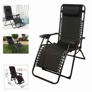 TUMBONA RECLINABLE CON ALMOHADA NEGRA