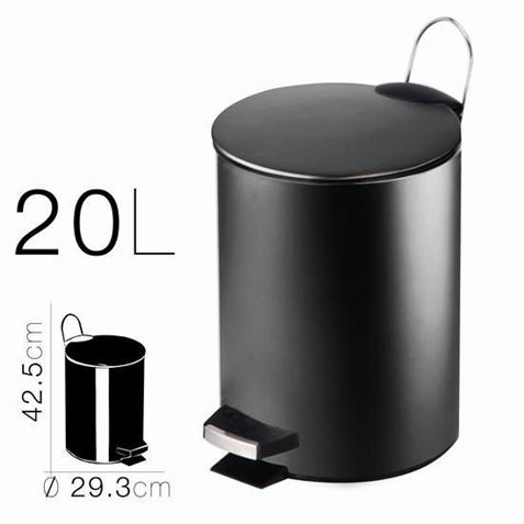 PAPELERA METALICA CON PEDAL NEGRA 29.3X42.5CM - 18288