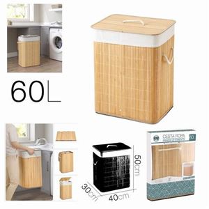 CESTA ROPA BAMBU CON TAPA 40X30X50 - 17601