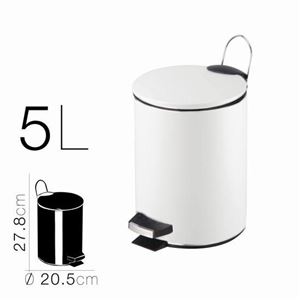 PAPELERA METALICA CON PEDAL BLANCA 20.5X27.8CM - 18296