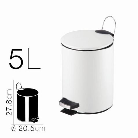 PAPELERA METALICA CON PEDAL BLANCA 20.5X27.8CM - 18296
