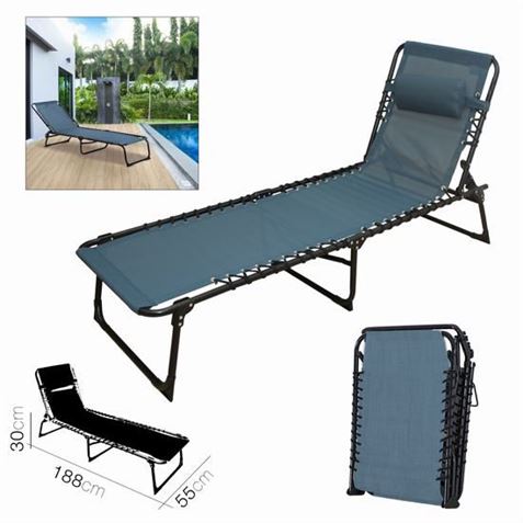 TUMBONA GRIS OSCURA PLEGABLE AZUL 188X55X30 - 19449
