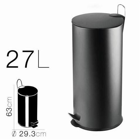 PAPELERA METALICA CON PEDAL NEGRA 29.3X63CM - 18289