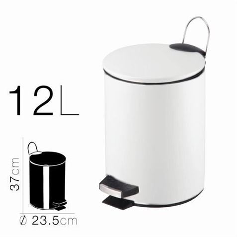 PAPELERA METALICA CON PEDAL BLANCA 23.5X37CM - 18297