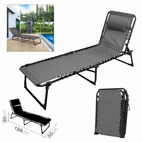 TUMBONA GRIS OSCURA PLEGABLE GRIS 188X55X30 - 19446