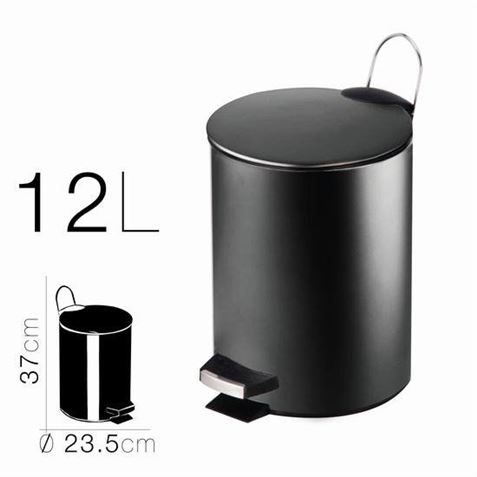 PAPELERA METALICA CON PEDAL NEGRA 23.5X37CM - 18287