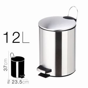 PAPELERA METALICA CON PEDAL PLATA 23.5X37CM - 18292