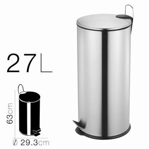 PAPELERA METALICA CON PEDAL PLATA 29.3X63CM - 18294