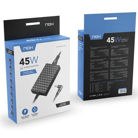 CARGADOR DE PORTATIL UNIVERSAL AUTOMATICO 45W 9 CONECTORES NOX - NXPWR45NB-2