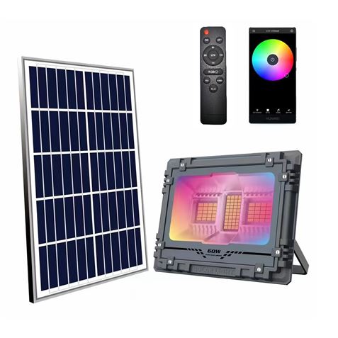 REACONDICIONADO FOCO LED SOLAR 100W RGB 780LM + CONTROL REMOTO ELBAT - EB0384