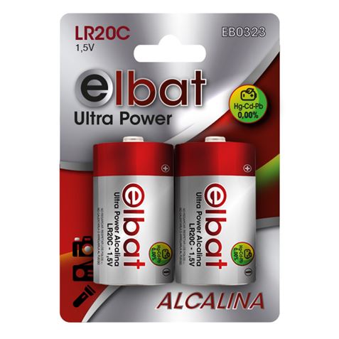 REACONDICIONADO PACK 2 PCS PILAS ALCALINAS LR20C ELBAT - EB0323