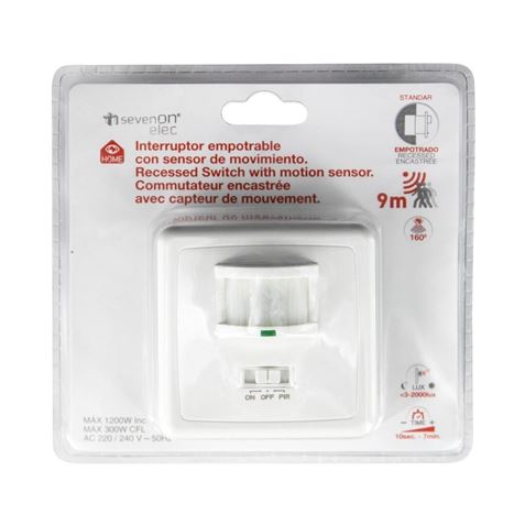 INTERRUPTOR CON SENSOR INFRARROJO DE MOVIMIENTO EMPOTRADO 160º - 10002H-2