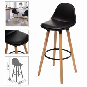 TABURETE ALTO CON RESPALDO Y ACOLCHADO NEGRO - 41042.