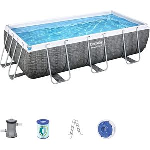 PISCINA RECTANGULAR POWER STEEL+ BOMBA FILTRO 404X201X100 BESTWAY - 56721