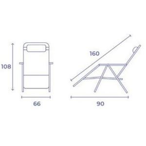 TUMBONA PLEGABLE MARRON DE ACERO CON COJIN CERVICAL - 10009-5