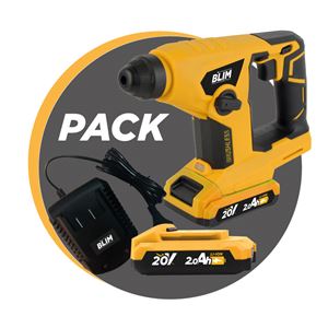 MARTILLO PERFORADOR 20V 1.5 JULIOS + BATERIA 2AH + CARGADOR BLIM - PACK183