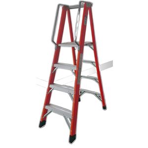 ESCALERA ELECTRICISTA FIBRA DE VIDRIO + ALUMINIO 6 PELDAÑOS MADER - 10400