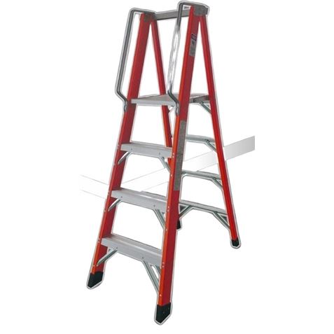 ESCALERA ELECTRICISTA FIBRA DE VIDRIO + ALUMINIO 6 PELDAÑOS MADER - 10400