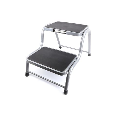 TABURETE ACERO 2 PELDAÑOS MADER - 10411-1